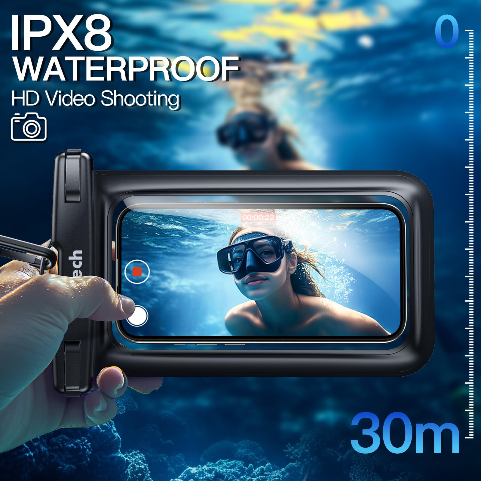 JETech Waterproof Phone Pouch 2 Pack - IPX8 Dry Bag for iPhone 16 15 14 13 Pro Max & Galaxy S24 S23 Ultra (Up to 7.2