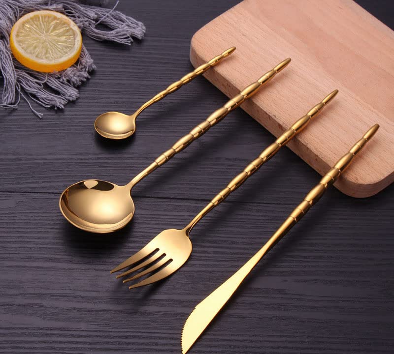 EVISSMANN 48-Piece Stainless Steel Cutlery Set - Gold Flatware for 12 with Forks, Spoons & Steak Knives - Mirror Polished, Dishwasher Safe - Perfect for Dinner Parties, Weddings & Everyday Dining