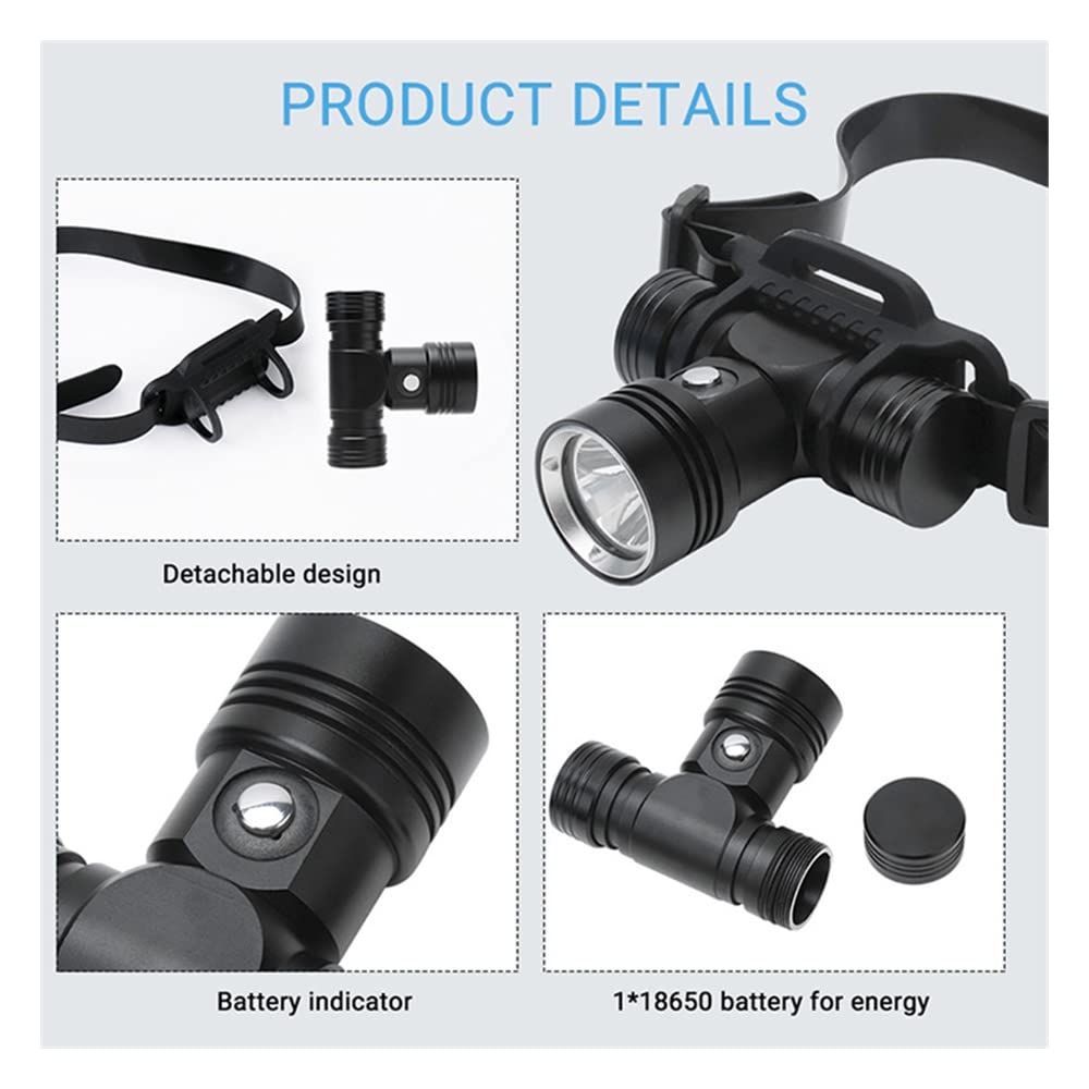 BESTSUN Rechargeable Diving Headlamp - 100,000 Lumens Super Bright LED Headlight, 60m Underwater Waterproof Head Torch with Battery & Charger for Scuba Diving, Cave Exploration, Night Swimming, Camping and Emergency Safety