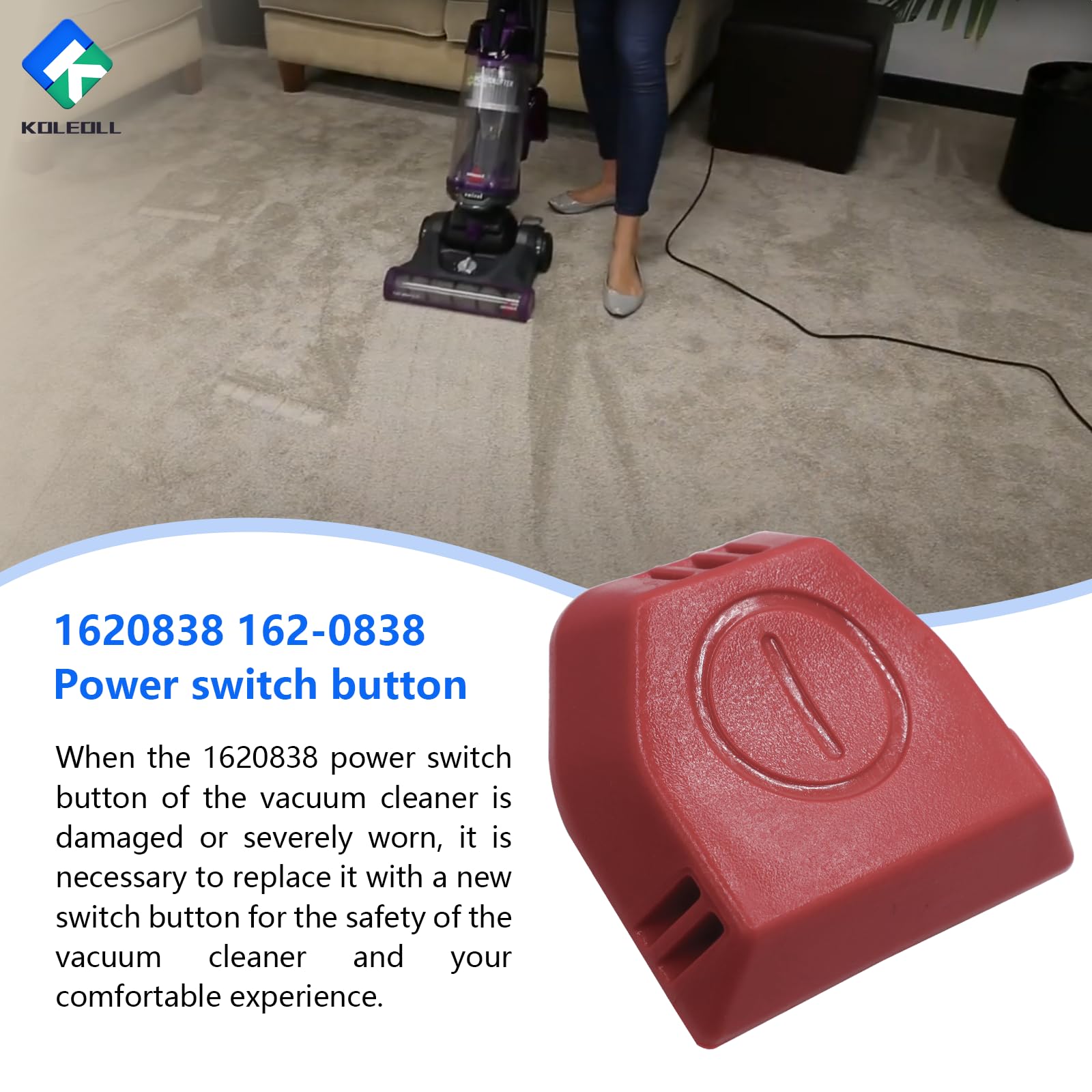 Original Power Switch Button 162-0838 Replacement for Bissell Swivel Rewind Vacuum Cleaner - Perfect for Home Cleaning & Maintenance