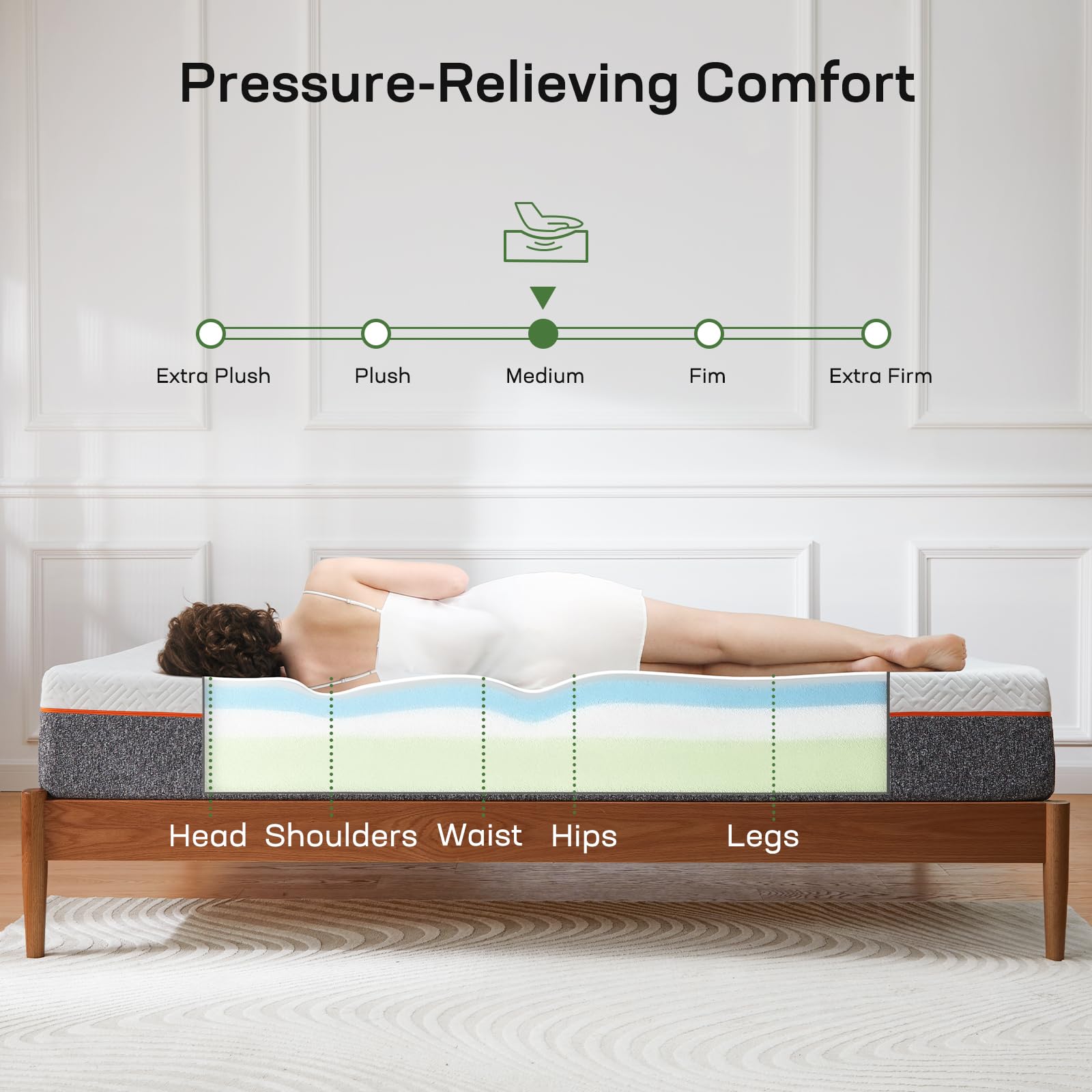 Marsail Twin XL Mattress - 10 Inch Gel Memory Foam Mattress Medium Firm, Pressure Relief & Support, Cooling Breathable Bed in a Box with Removable Zippered Cover - Perfect for Guest Rooms, Dorms & Small Spaces