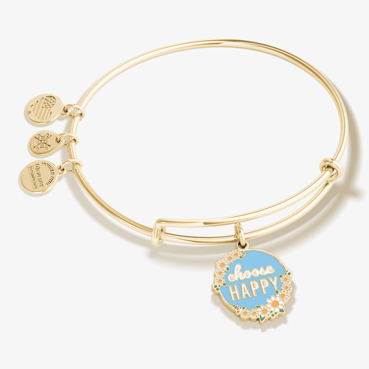 Choose Happy Daisy Flower Charm Bangle - Elegant Floral Bracelet for Women | Perfect for Everyday Wear, Gifts & Special Occasions