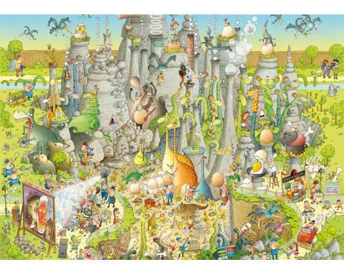 Heye 1000 Piece Jigsaw Puzzle - Funky Zoo Jurassic Habitat Dinosaur Animal Theme | Perfect for Family Game Night, Adult Relaxation & Home Decor
