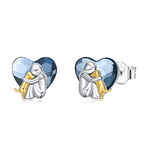 B01-Blue crystal-Gold dog stud