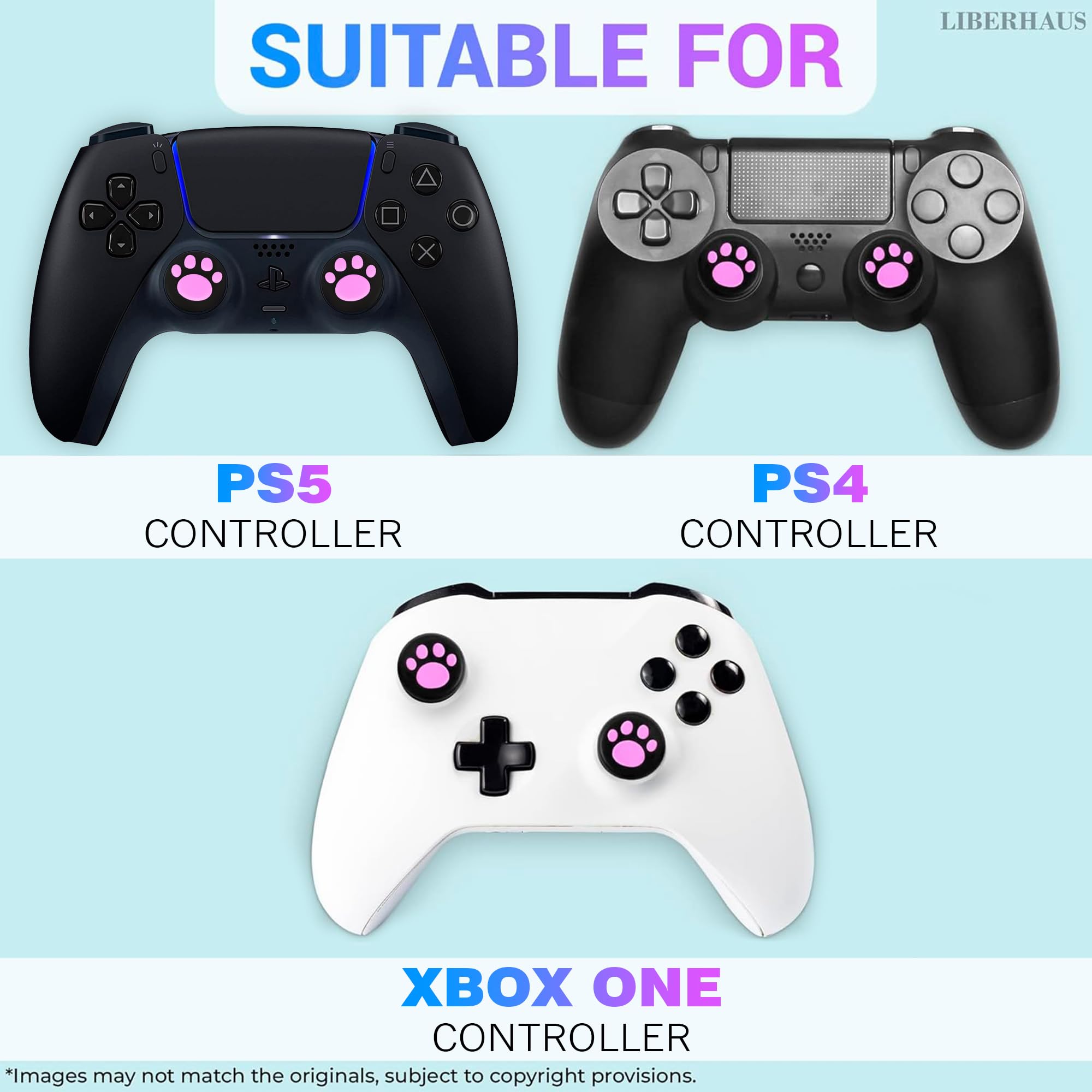 4PCS Pink Cat Paw Thumbstick Grips for PS5, PS4, PS3, Xbox, Nintendo Switch & Steam Deck - Anti-Slip Silicone Joystick Caps - Cute Gaming Controller Accessories for Enhanced Grip & Comfort During Long Gaming Sessions