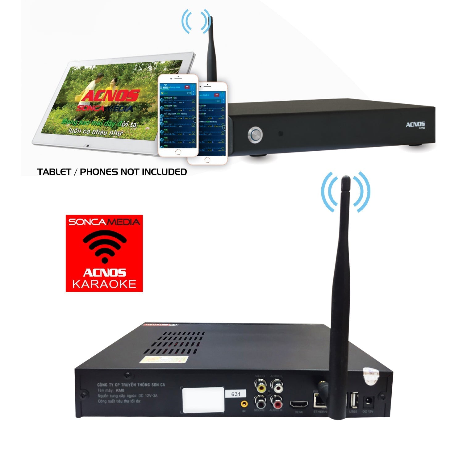 ACNOS KM8 Professional Karaoke Machine with Mi30s Mixer & Wireless Microphones Set - Perfect for Home Parties, Live Performances and Entertainment Events