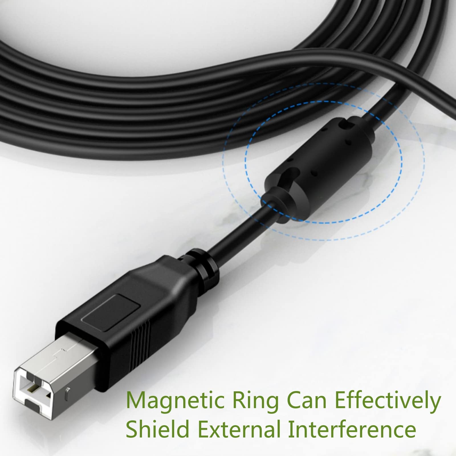 10FT Printer Cable Compatible with HP Envy 4500 5055 5640 6055 6255 6455 7155 7640 7855 8028 & HP Neverstop Laser 1001nw 1202w - High-Speed USB 2.0 Printing Cord for Home & Office Use