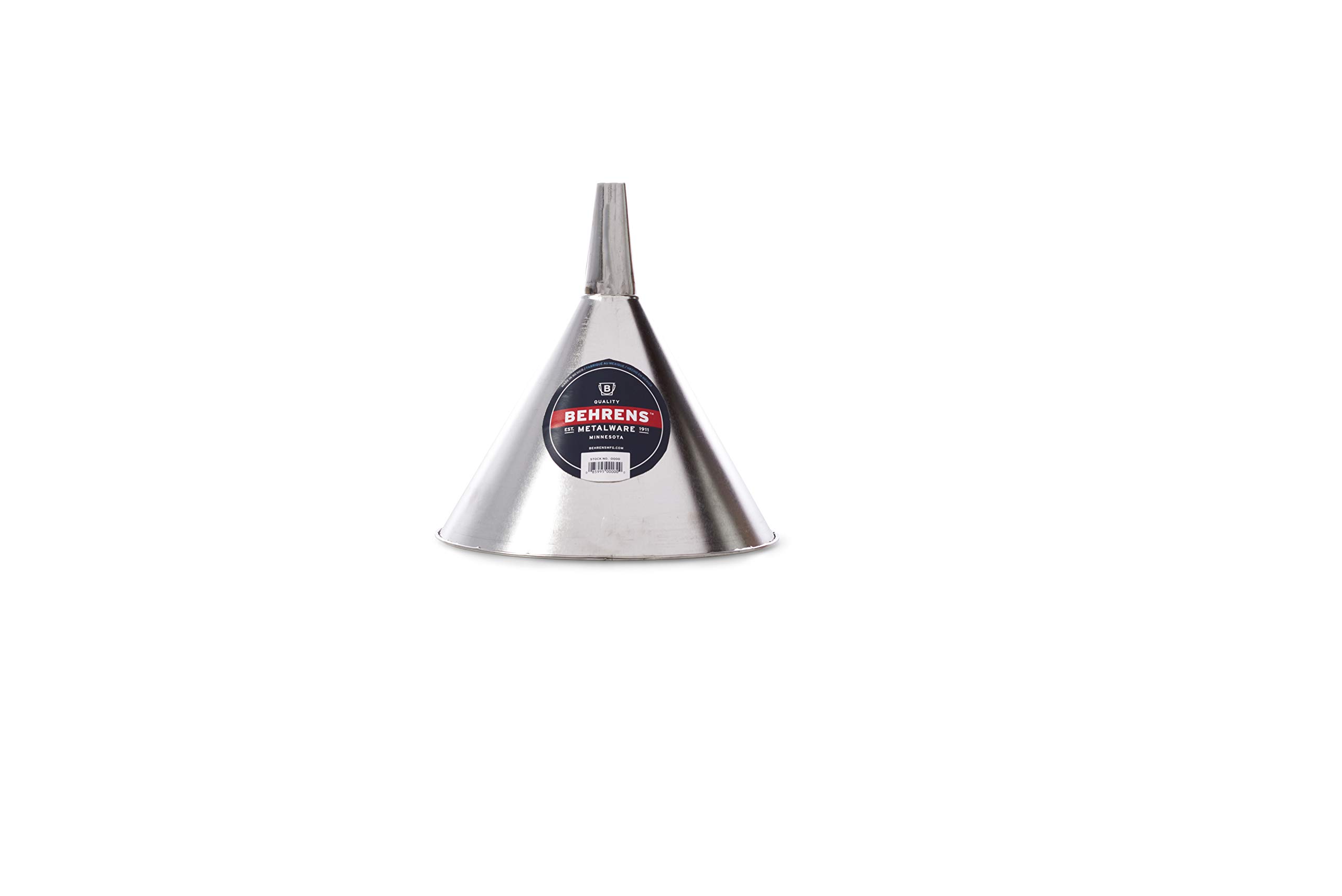 Behrens Bf60 All-Purpose Stainless Steel Tin Funnel - 3 Quart Capacity for Kitchen, Garage, DIY Projects & Outdoor Cooking