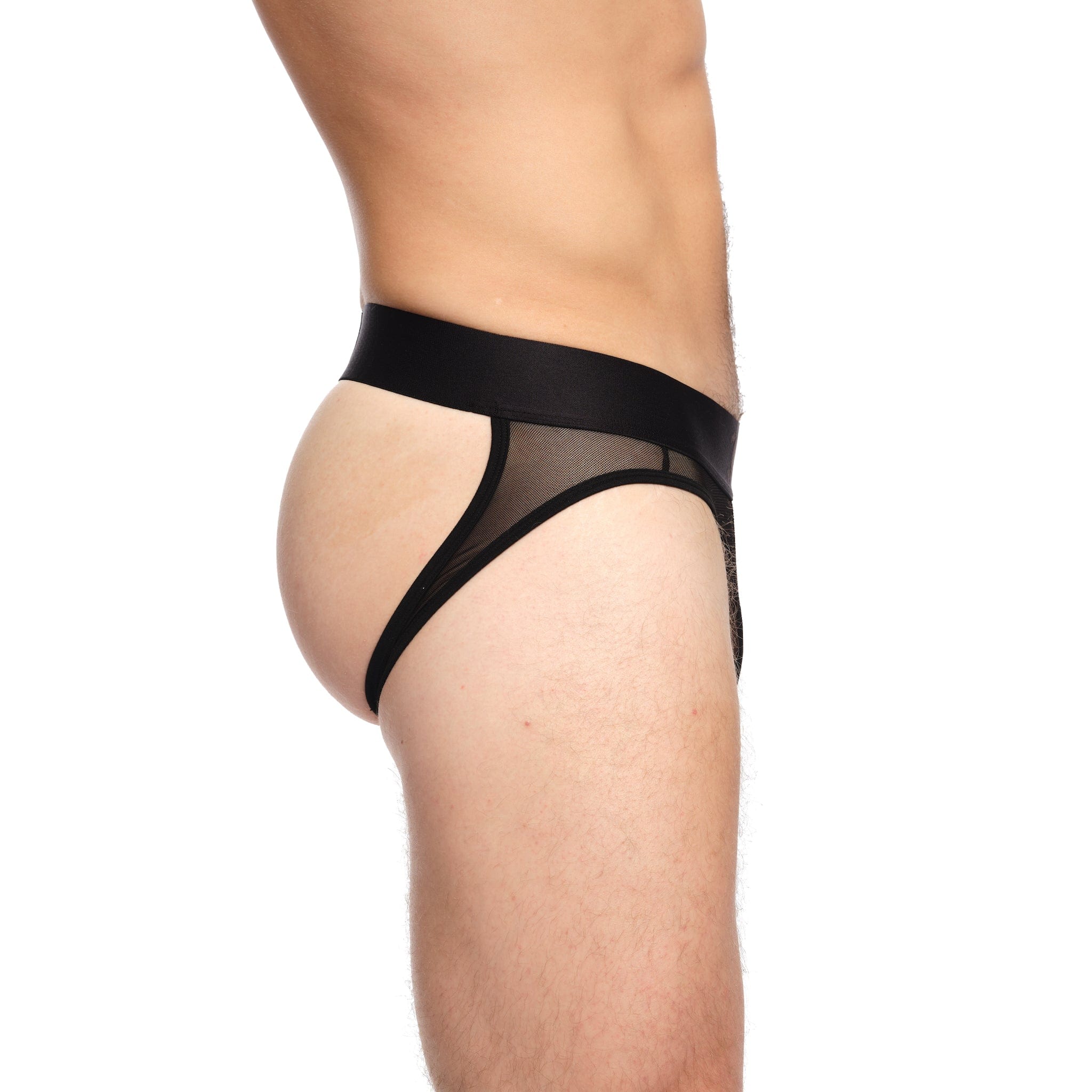 Just The Bones Sheer Y Jock Black - Comfortable & Breathable Men's Underwear for Gym, Running & Everyday Wear