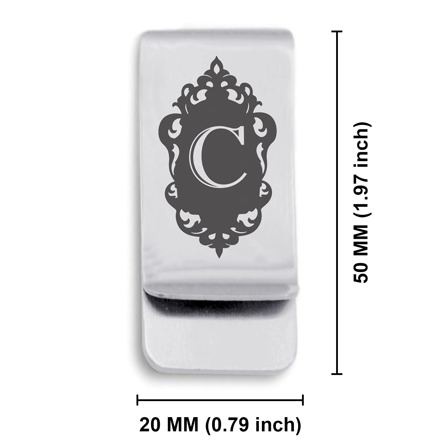 Stainless Steel Royal Crest Alphabet Initial Slim Money Clip & Credit Card Holder - Perfect for Gifts, Weddings, and Everyday Carry