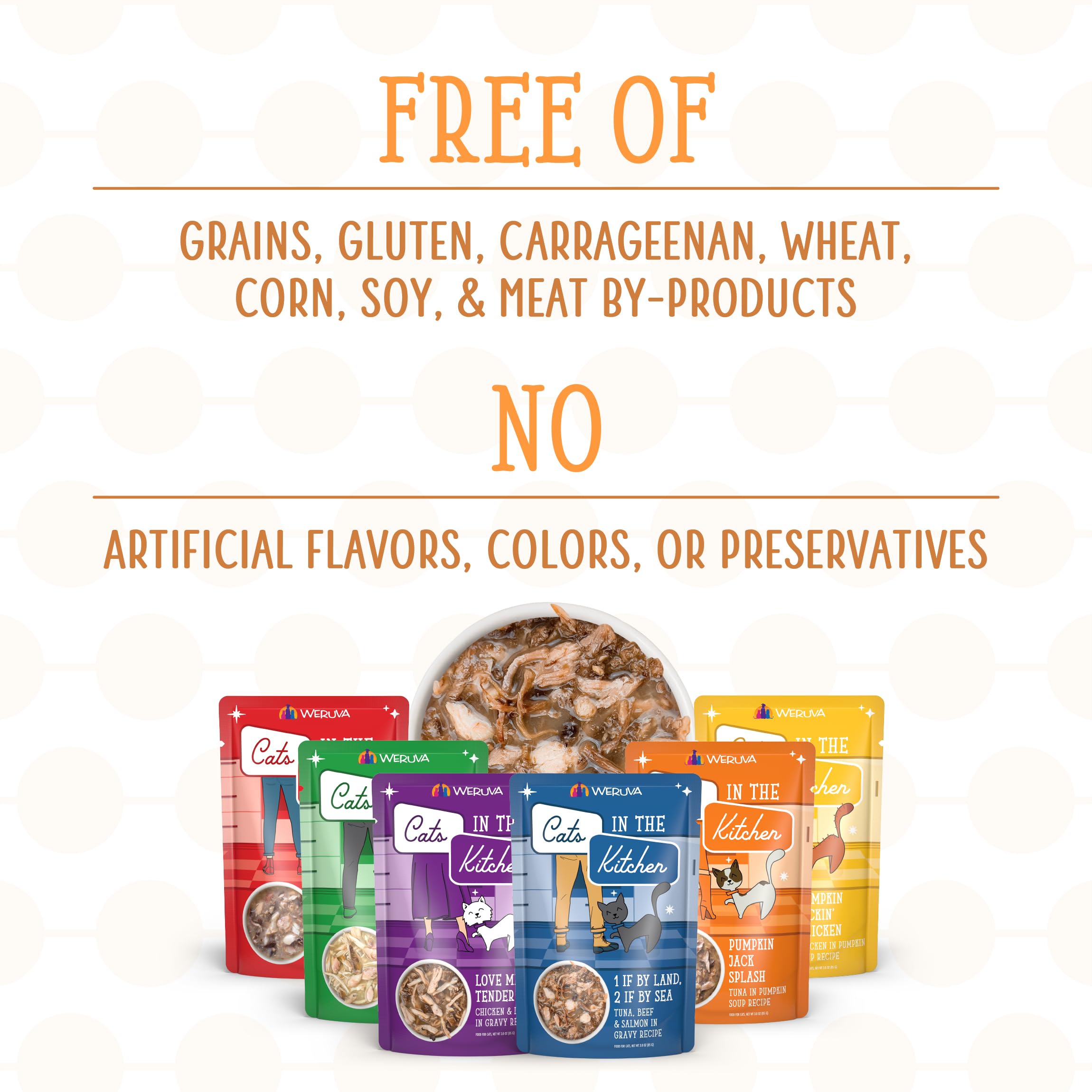 Weruva Cats in the Kitchen Pantry Party Pouch Variety Pack - Grain-Free Wet Cat Food in Gravy, 3oz Pouch (Pack of 12) - High Protein, Natural Ingredients for Adult & Senior Cats - Perfect for Mealtime, Travel & Hydration Boost
