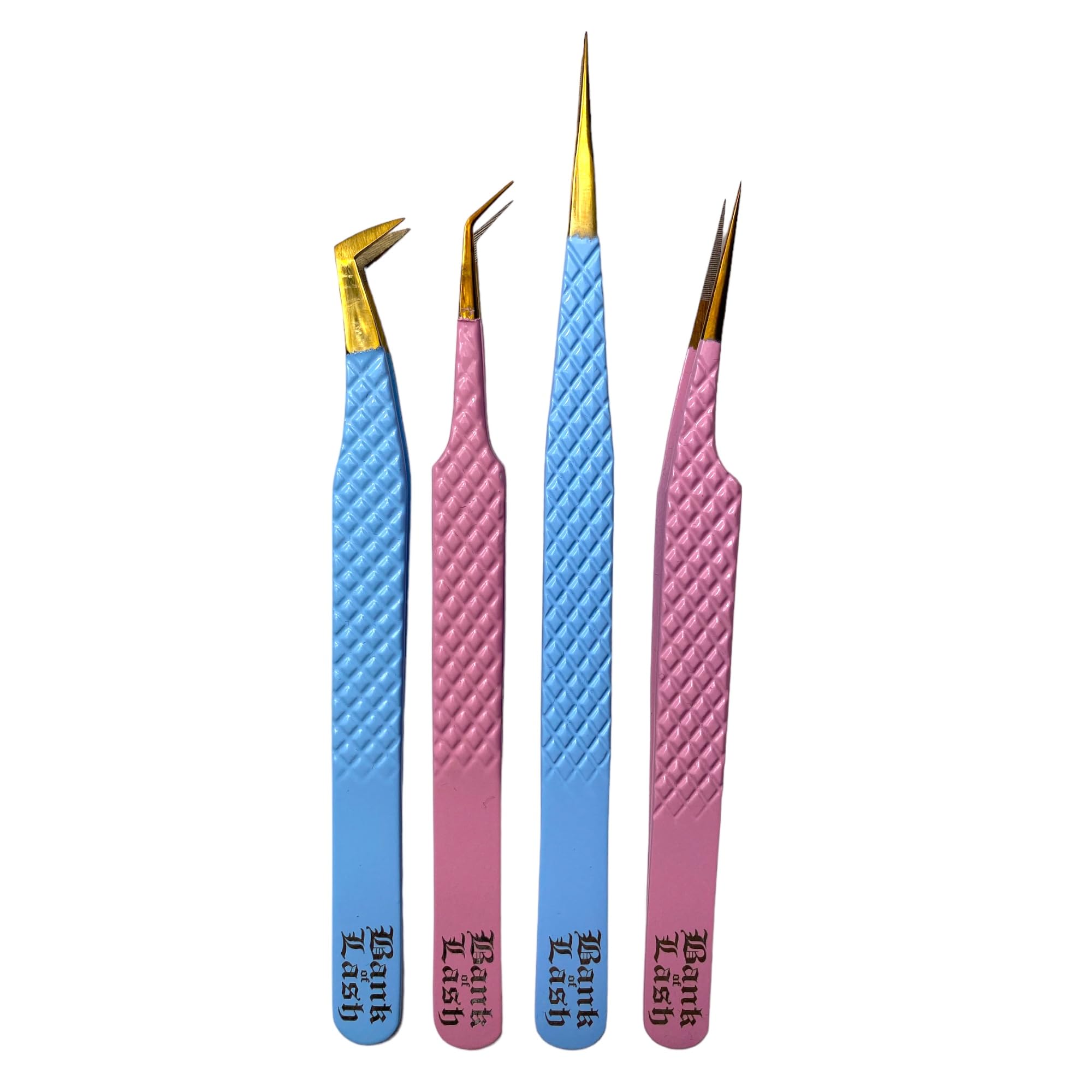 Professional Precision Eyelash Extension Tweezers Set - 4 Pcs High-Quality Lash Tweezers for Salon & DIY Use (Pink) | Perfect for Eyelash Extensions, Volume Lashes & Lash Lift Applications