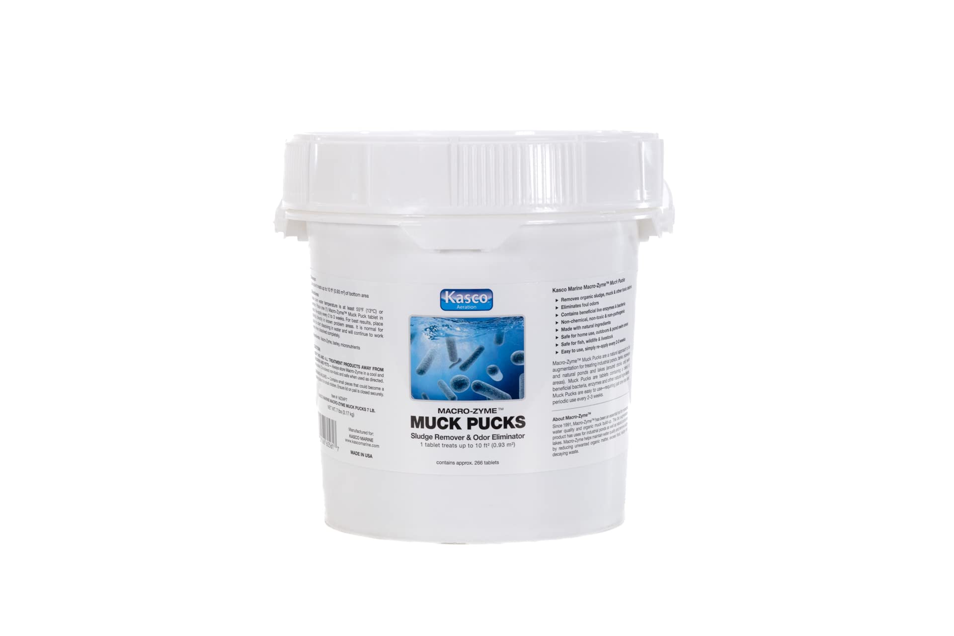 Kasco Macro Zyme Muck Pucks - Natural Pond Muck Remover Tablets for Ponds, Lakes & Water Tanks | Chemical-Free Sludge & Odor Eliminator | Treats 10 sq ft per Puck (7 lbs) | Perfect for Backyard Ponds, Farm Ponds & Water Features