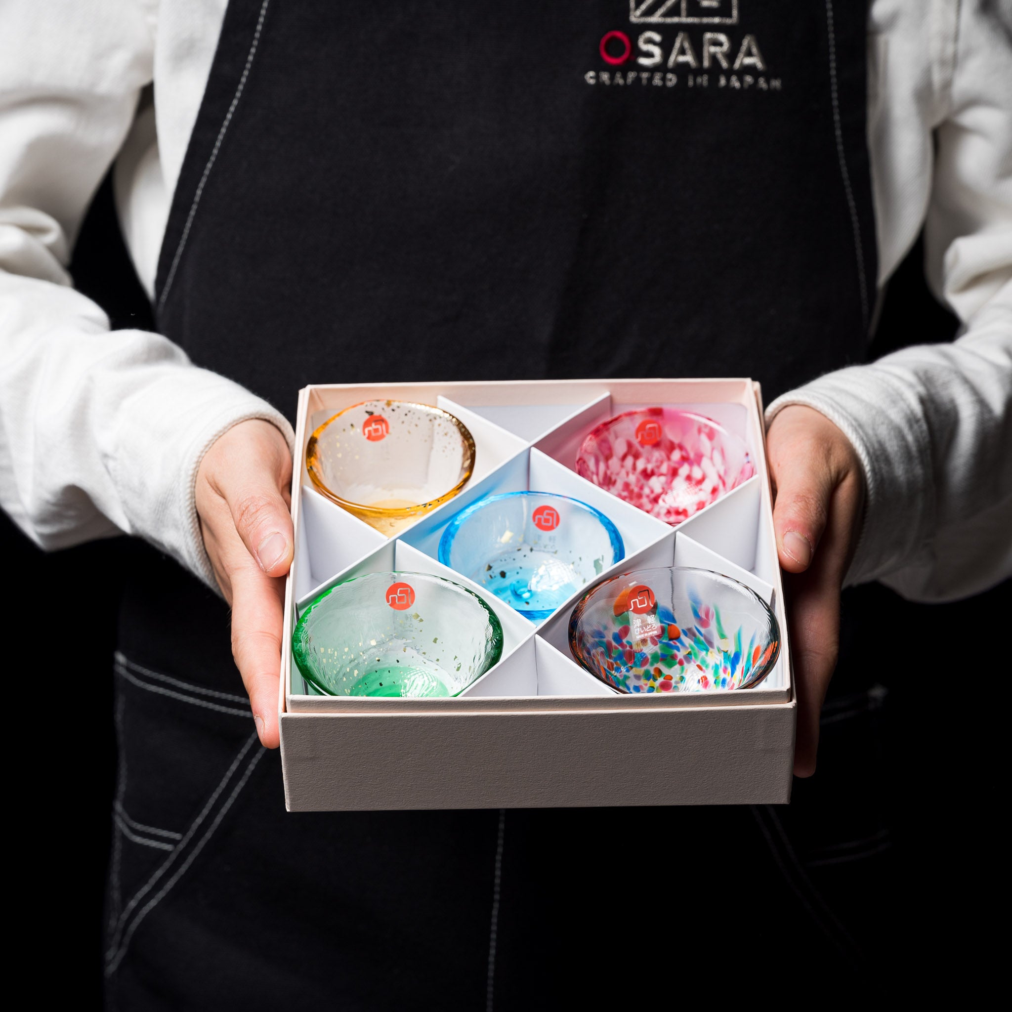 Premium Tsugaru Vidro Sake Glass Set - Handcrafted Japanese Assorted Sake Cups (Set of 5) - Perfect for Sake Tasting, Japanese Dining & Gift Giving