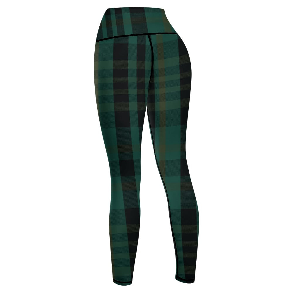Stylish Green Plaid Yoga Pants for Women - High Waisted Stretchy Workout Leggings - Perfect for Yoga, Gym, Running & Lounge Wear
