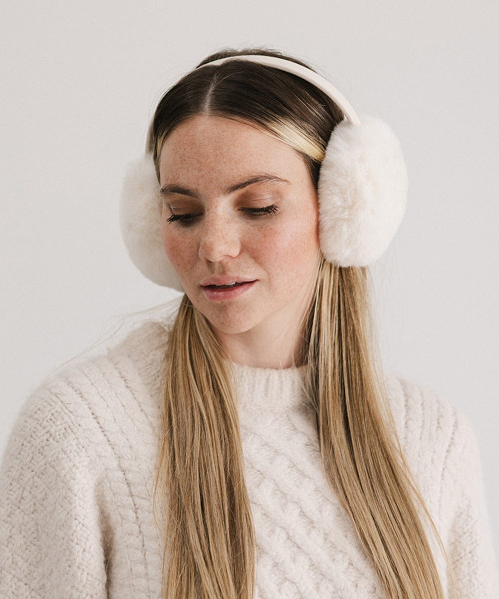 Leena Faux Fur Earmuffs - Winter Warm Ear Muffs for Women & Girls - Soft Plush Fleece Lined - Cold Weather Accessories for Outdoor Activities, Skiing, Snowboarding & Daily Winter Wear