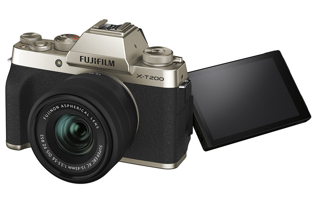 FUJIFILM X-T200 Mirrorless Digital Camera with XC15-45mm Lens Kit (Gold) - Perfect for Travel Photography & Vlogging