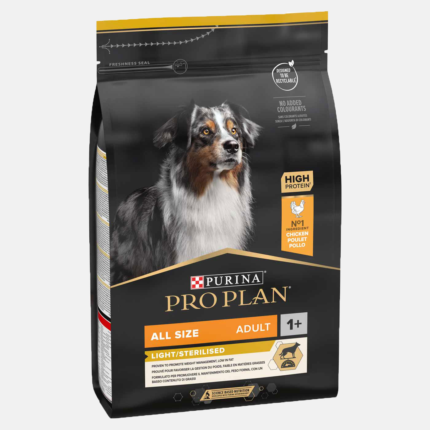Purina Pro Plan Light & Sterilized Chicken Dry Dog Food - 3kg for Weight Management & Digestive Health | Perfect for Overweight or Neutered Dogs