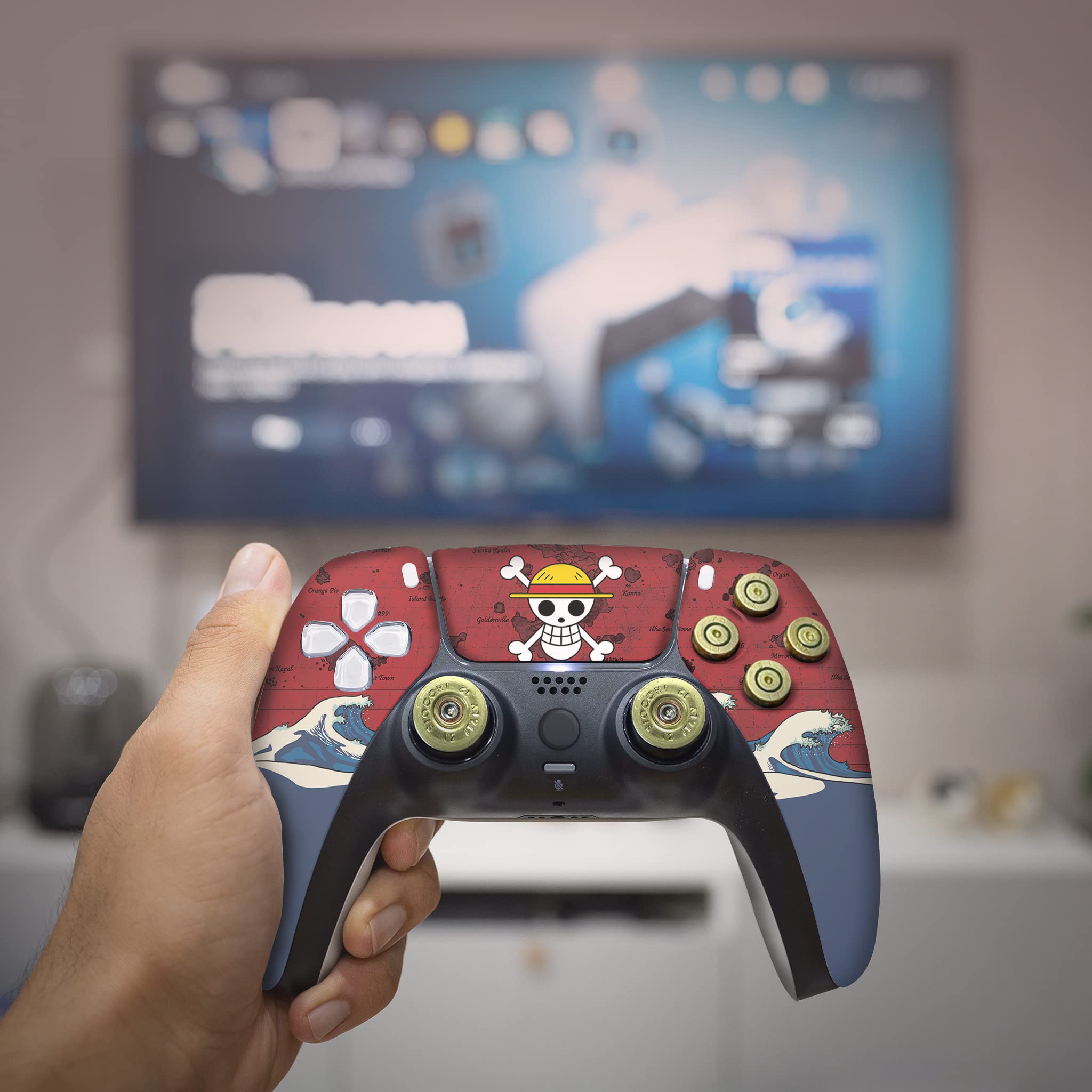 Custom Wireless PS5 Controller for Playstation 5 Console - One Piece Bullet Design with Permanent Hydro-Dip Printing | Compatible with PS5 Games | Perfect for Gaming Enthusiasts & Collectors | Made in USA