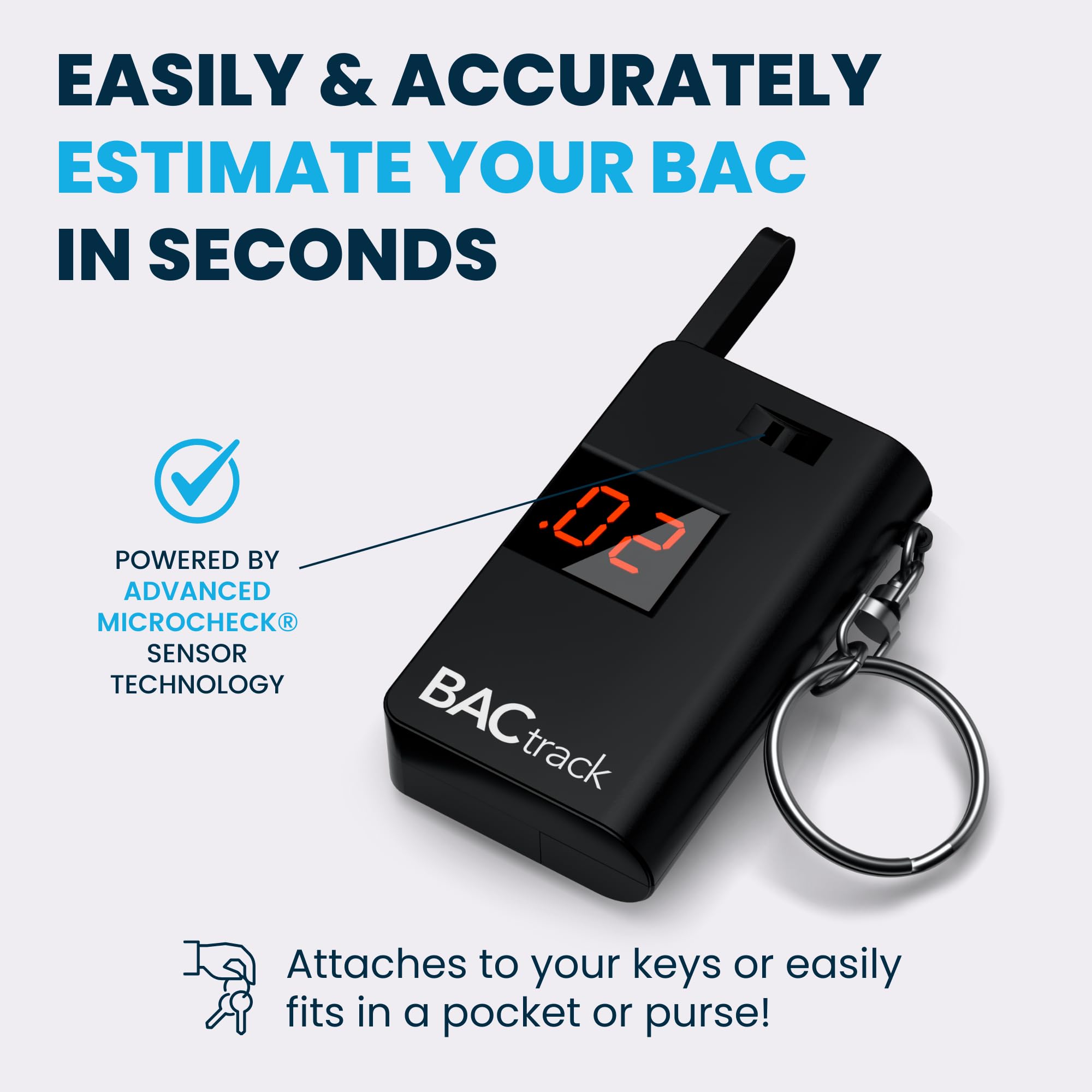 BACtrack Keychain Breathalyzer (Black) with 20 Mouthpieces - Portable Alcohol Breath Tester for Personal & Professional Use - Ideal for Parties, Events, and Workplace Safety