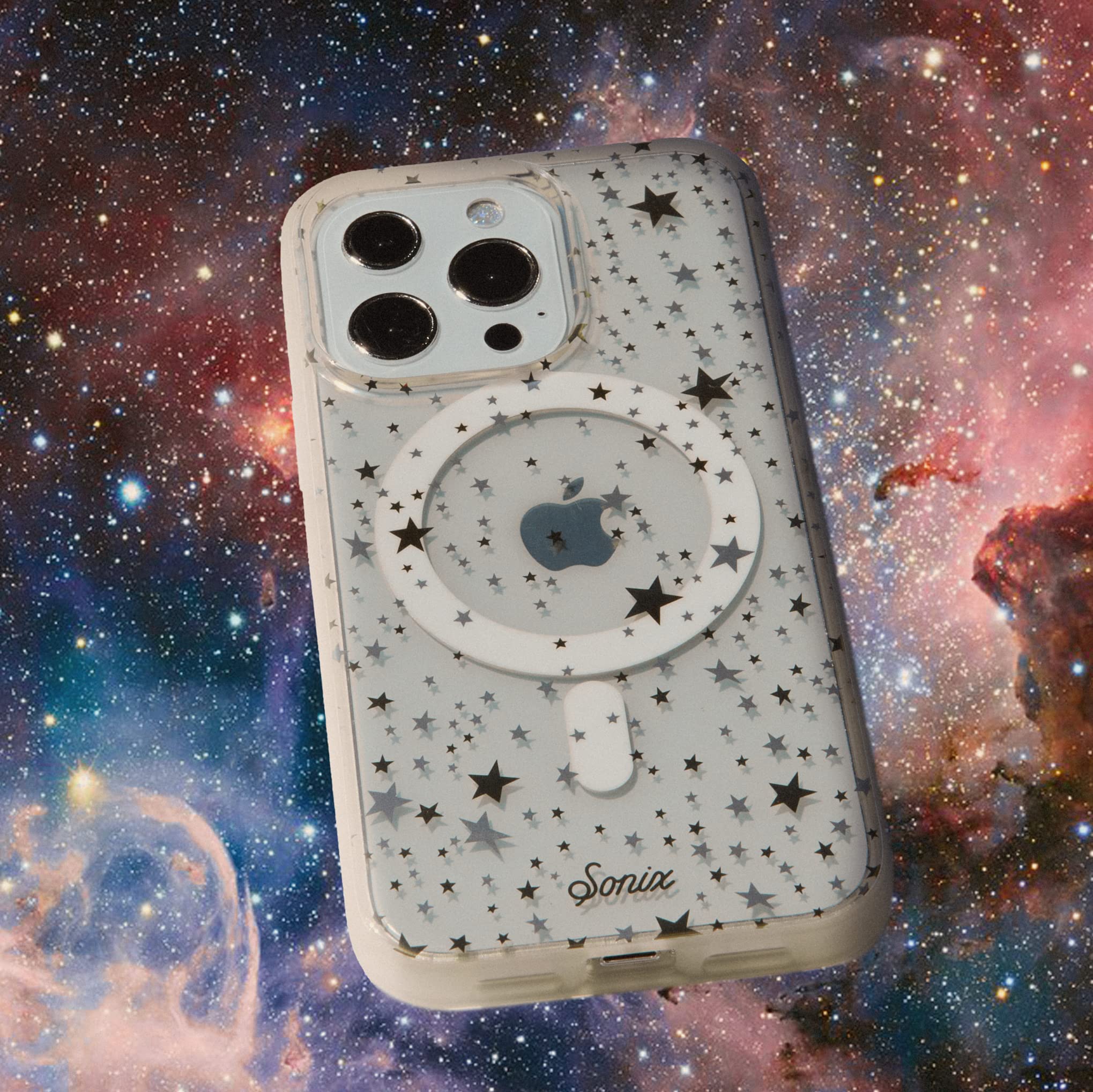 Sonix iPhone 13 Pro Max / 12 Pro Max Phone Case with MagSafe Compatibility | 10ft Drop Protection | Clear Starry Night Design with Gold & Silver Stars | Perfect for Everyday Use, Night Out & Gift Giving