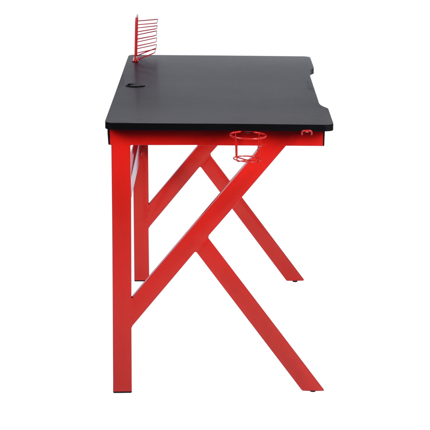 Modern Black & Red Computer Desk - Scratch Resistant, Waterproof Surface with Multiple Features - Model Ally - Perfect for Home Office, Gaming Setup & Small Workspaces