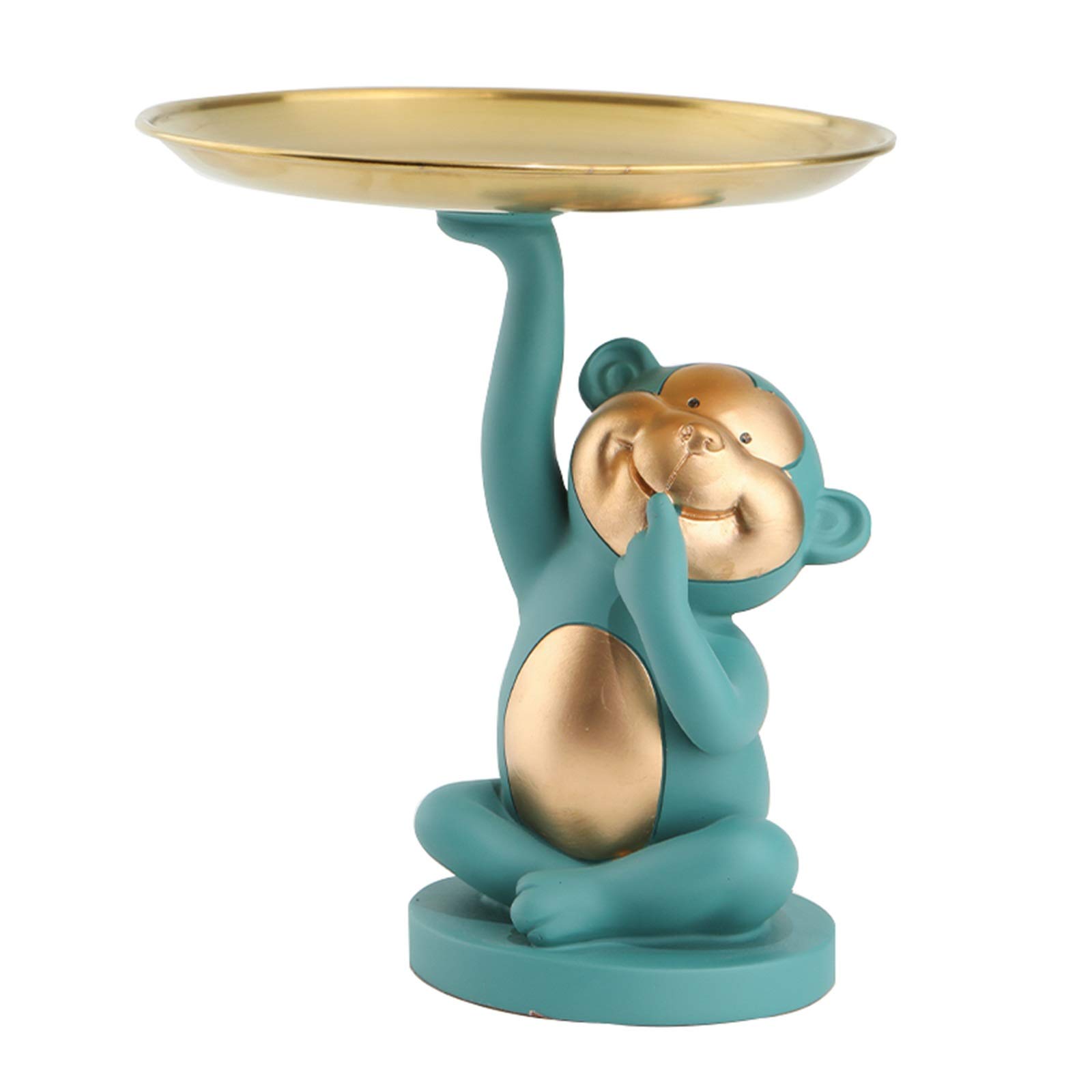 GANN Creative Monkey Statue with Tray Holder - Resin Desktop Decor for Keys, Lipsticks & Snacks Storage - Home, Parlor & Office Decoration - Perfect for Work Desks, Living Room Shelves & Reception Areas