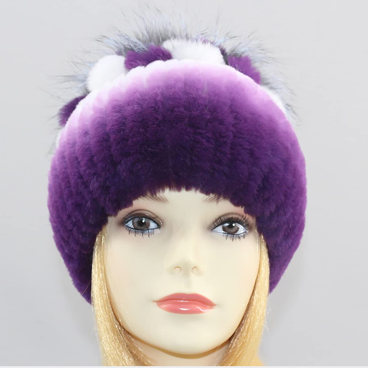 Women's Winter Faux Fur Beanie Hat - Soft Warm Knit Hat with Fluffy Faux Fur Lining for Cold Weather - Cozy Outdoor Accessory for Skiing, Snowboarding & Winter Fashion