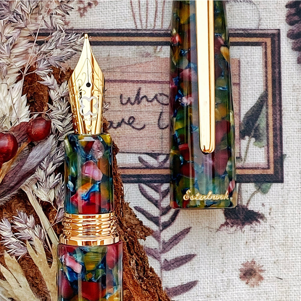 Esterbrook Estie Fountain Pen - Botanical Gardens Gold Trim - Premium Writing Instrument for Calligraphy, Journaling & Gifting - Elegant Office & Home Use