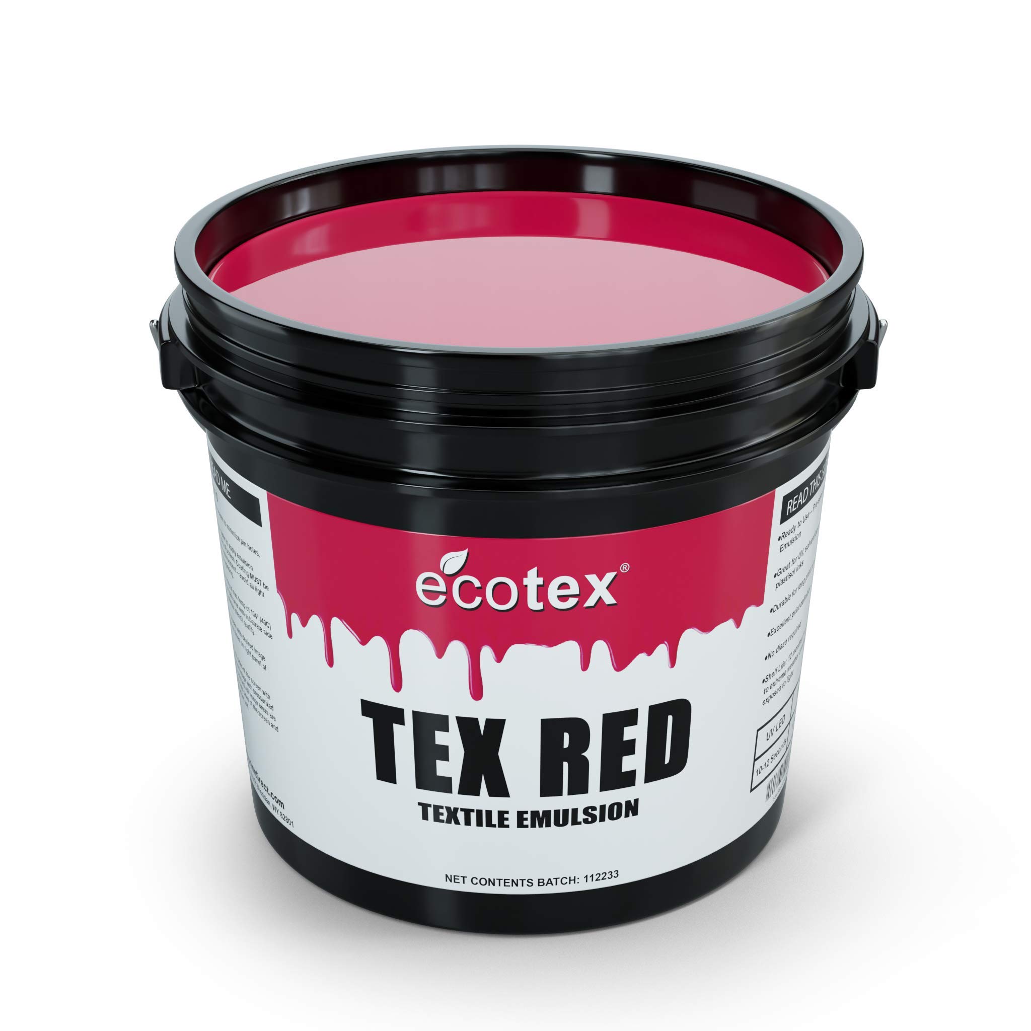 Ecotex® Tex-Red Screen Printing Emulsion (1 Gallon - 128oz) - Pre-Sensitized Photo Emulsion for Silk Screen & Fabric Printing - Works with Plastisol Inks - Professional Photopolymer Emulsion for DIY T-Shirts, Posters & Textile Arts