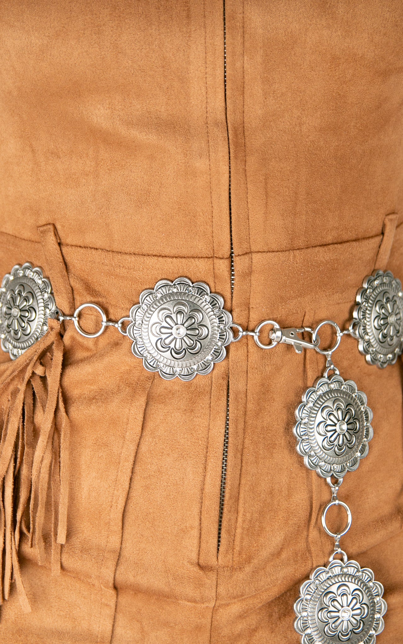 Women's Western Concho Belt with Rhinestone Buckle - Stylish Cowgirl Fashion Accessory for Jeans & Dresses - Perfect for Rodeo, Country Music Concerts & Western Parties