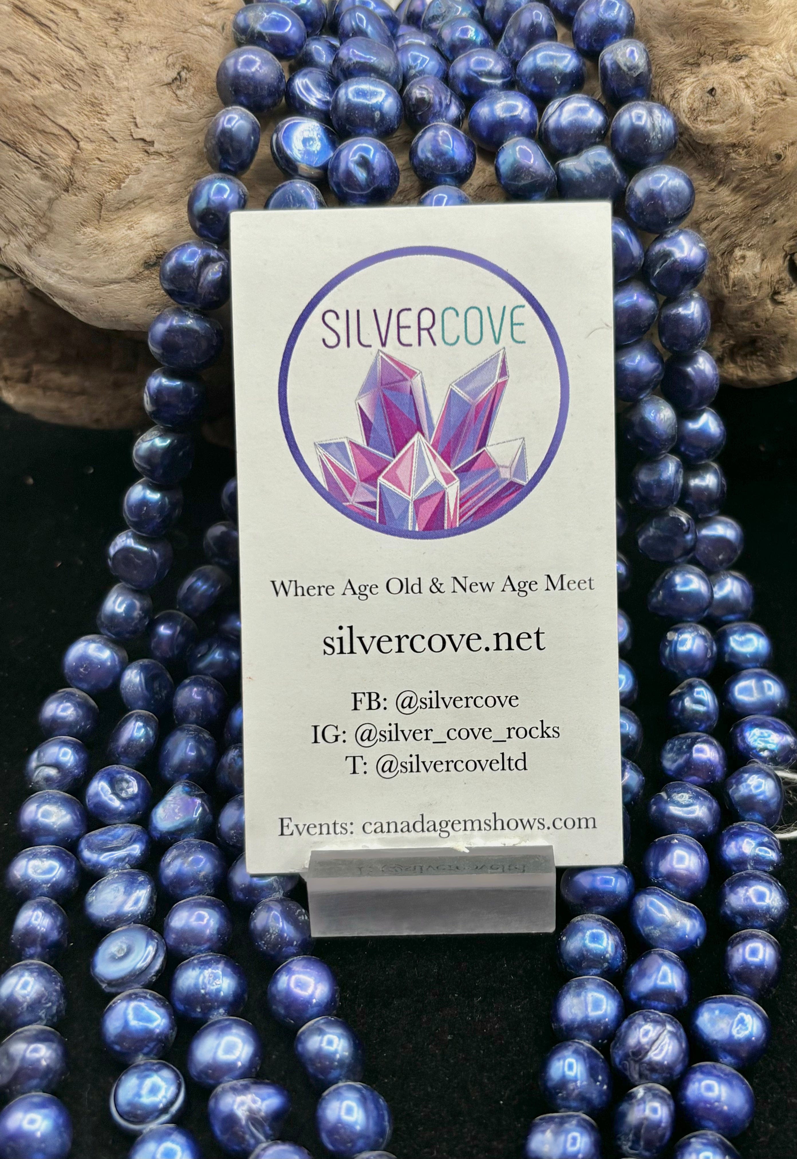 Natural Blue Freshwater Pearl Bead Strand - 16 Inch Necklace Making Supplies for Jewelry DIY, Wedding & Gift Giving