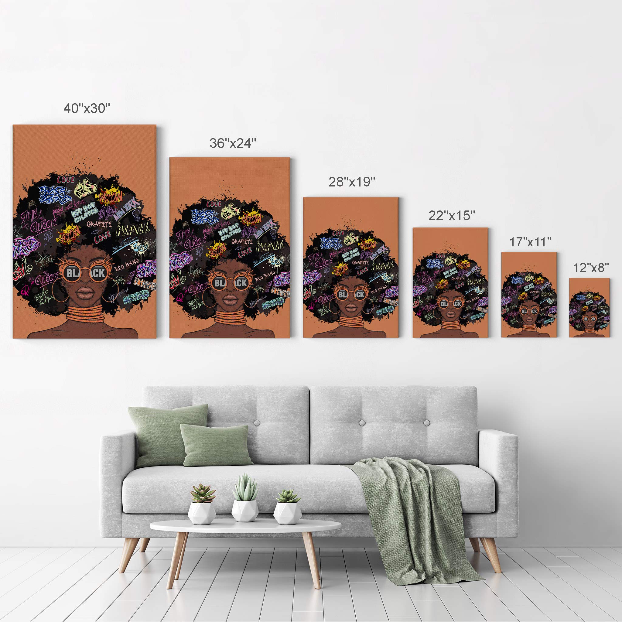 African American Wall Art - Black Art Wall Decor Canvas Print 40x30 - Pop Art & Black Girl Wall Art for Living Room, Bedroom & Office Decor