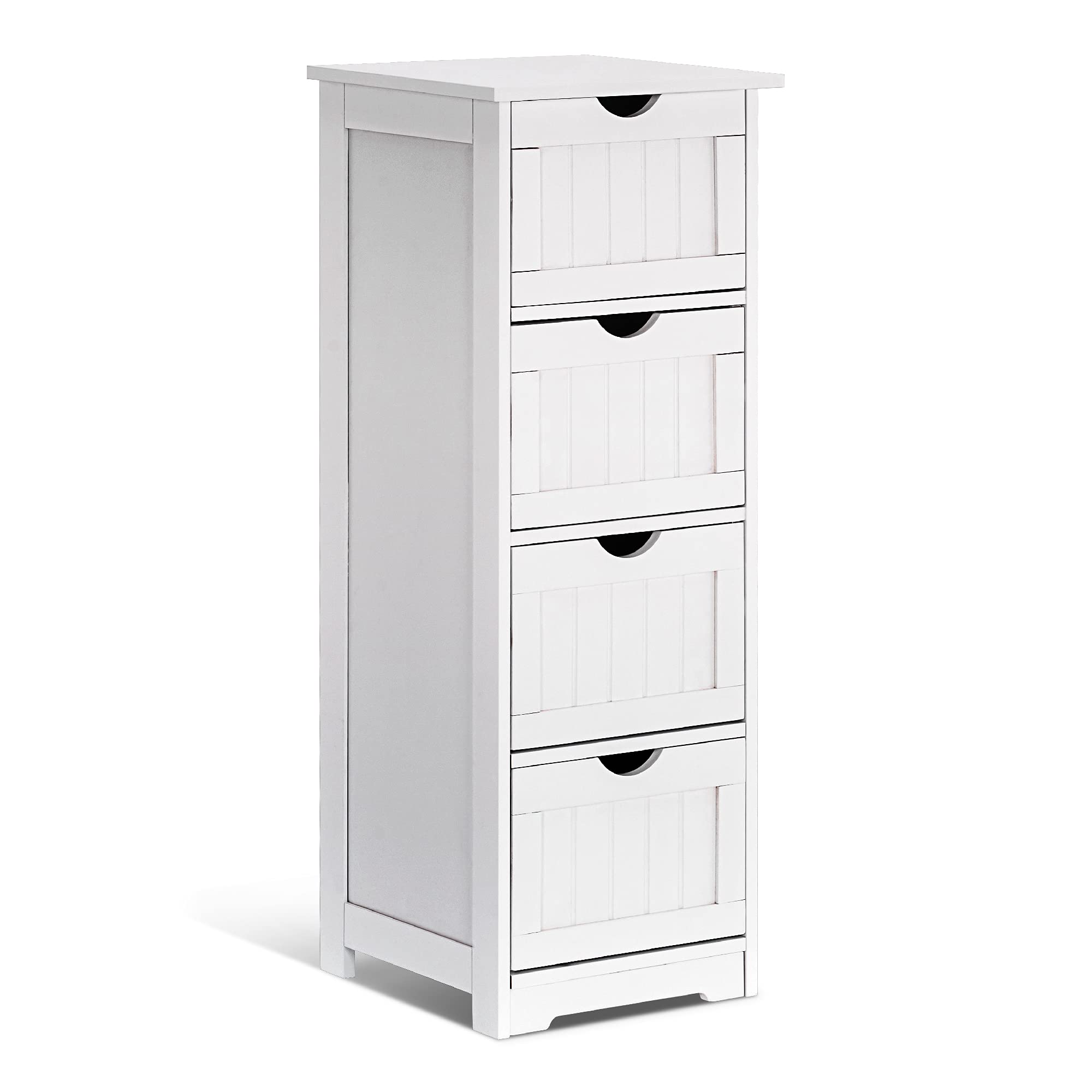 ivinta Small Bathroom Storage Cabinet with 4 Drawers - Freestanding Wooden Corner Organizer for Bathroom, Bedroom, Laundry Room, Office & Living Room - Compact Size 10.6