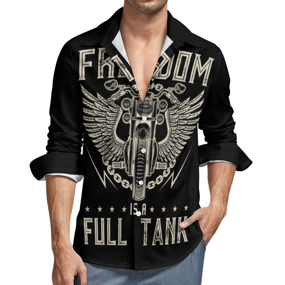 Freedom Is A Full Tank Casual One Pocket Long Sleeve Shirt for Men - Comfortable Everyday Wear for Work, Travel & Outdoor Activities