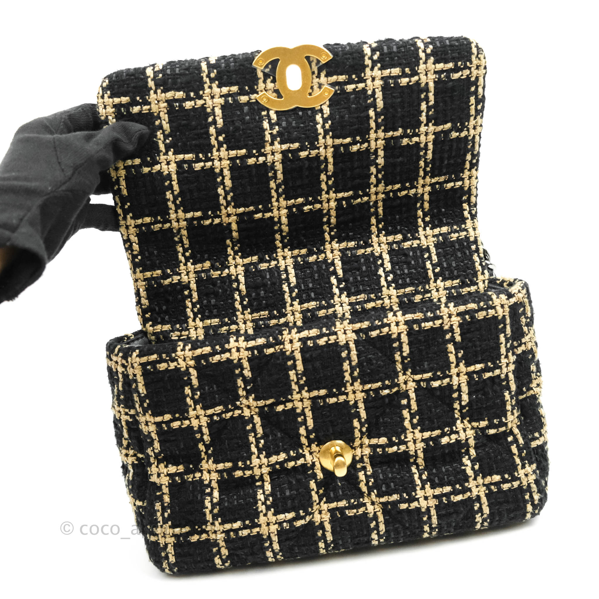 Chanel 19 Small Tweed Handbag in Black & Beige with Mixed Hardware - Luxury Crossbody Bag for Women, Perfect for Date Night & Special Occasions