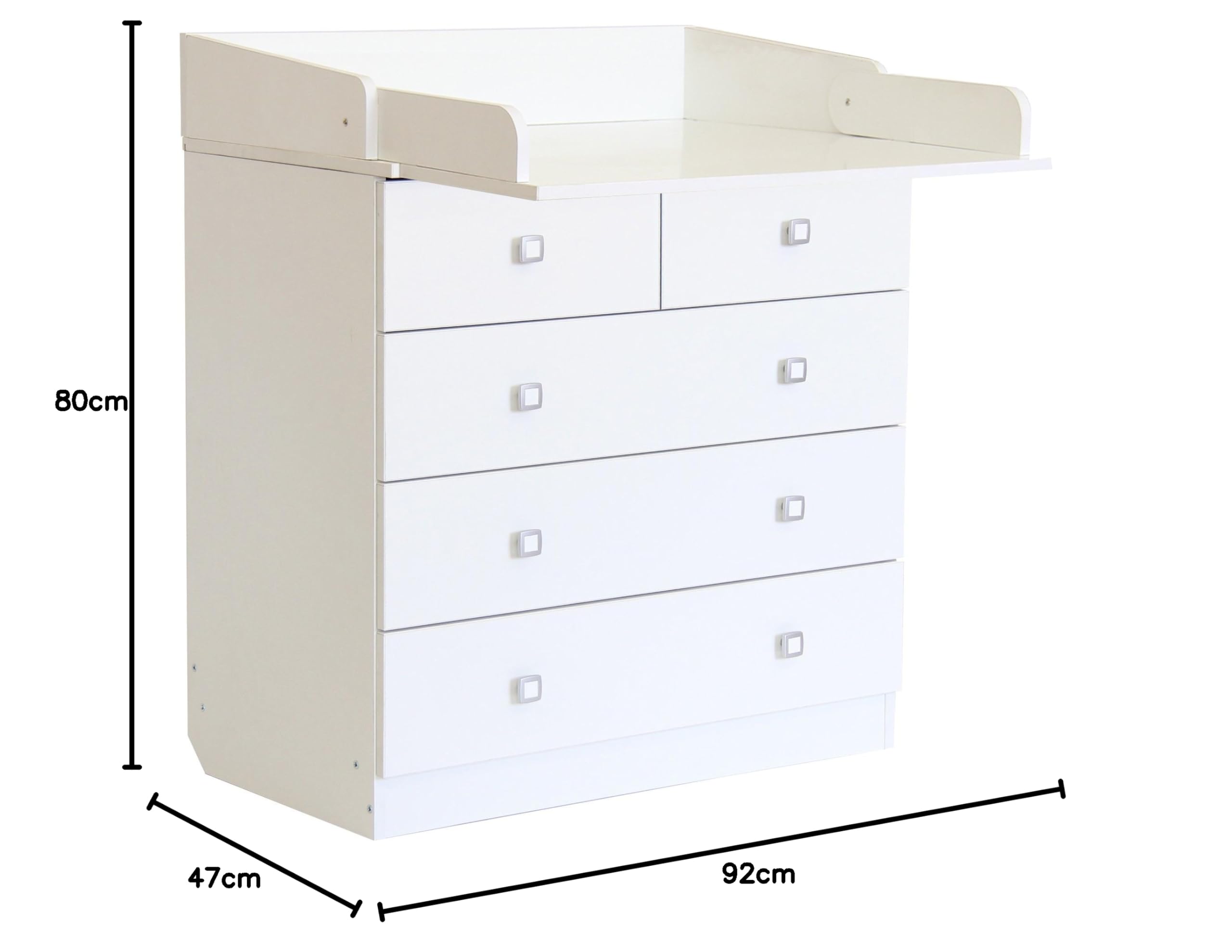 Baby 5-Drawer Storage Organizer with Foldable Changing Table | White Nursery Furniture for Diapers, Clothes & Toys | Perfect for Nursery, Daycare & Small Spaces