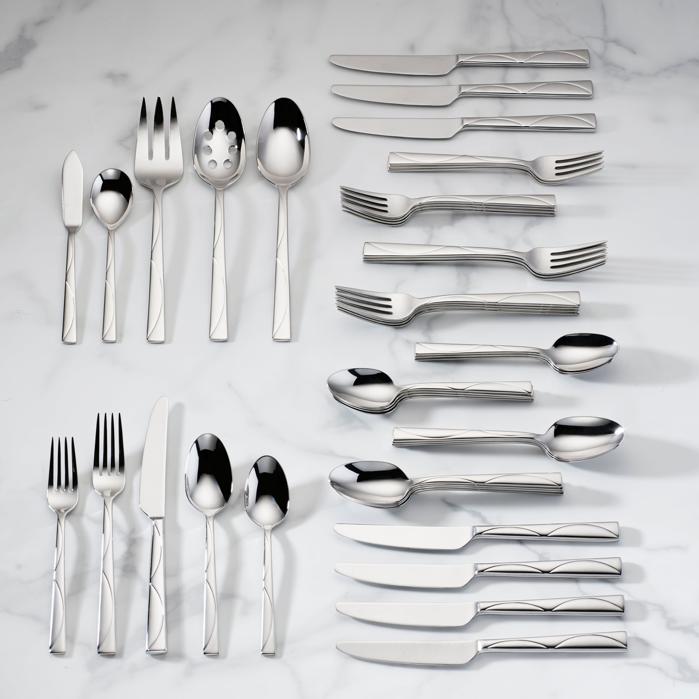 Park Circle 45-Piece Stainless Steel Flatware Set - Elegant Silverware for Dinner Parties, Weddings & Everyday Dining