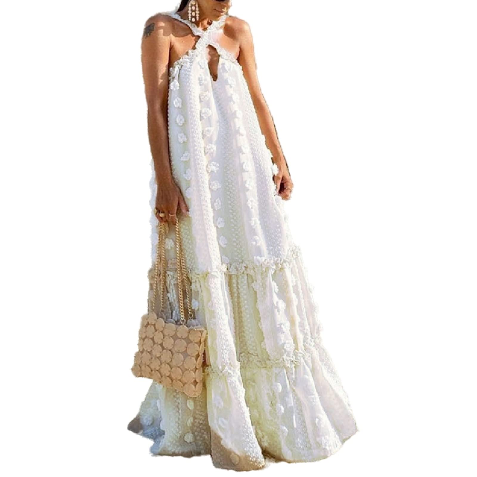 KMBANGI Women's Floral Print Spaghetti Strap Backless Maxi Dress - Sleeveless Bodycon Bandage Party Dress for Summer Beach, Club & Evening Events