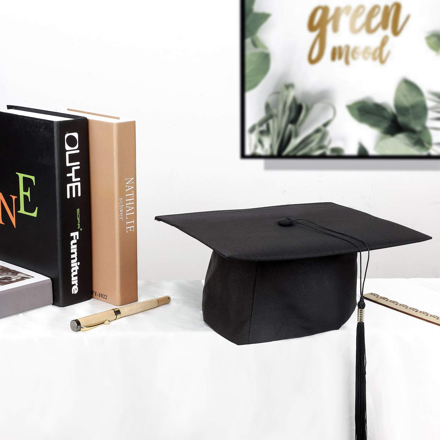 SATINIOR 2 Pack Unisex Graduation Cap & Gown Hat with Adjustable Tassel - Black Commencement Accessories for College, High School & University Graduation Ceremonies