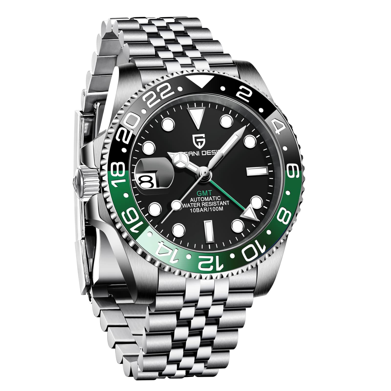 Pagani Design Men's Automatic GMT Watch - 40MM Stainless Steel Sapphire Glass Waterproof Wristwatch | Perfect for Business, Travel & Everyday Wear