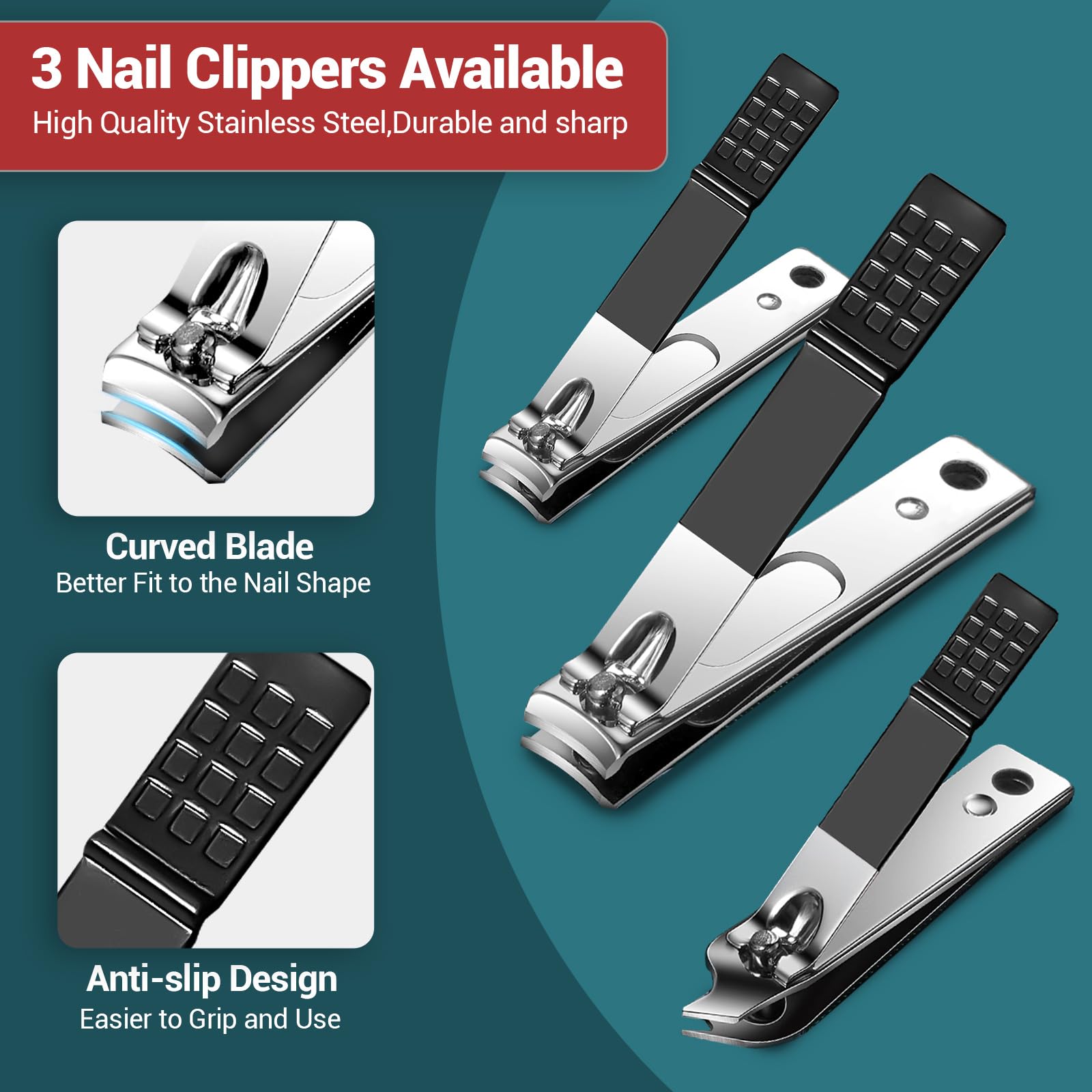 Professional 18-Piece Manicure & Pedicure Kit - Stainless Steel Nail Clippers, Cuticle Tools & Nail Care Set with Zipper Bag - Perfect for Home Salon, Travel & Gift Giving