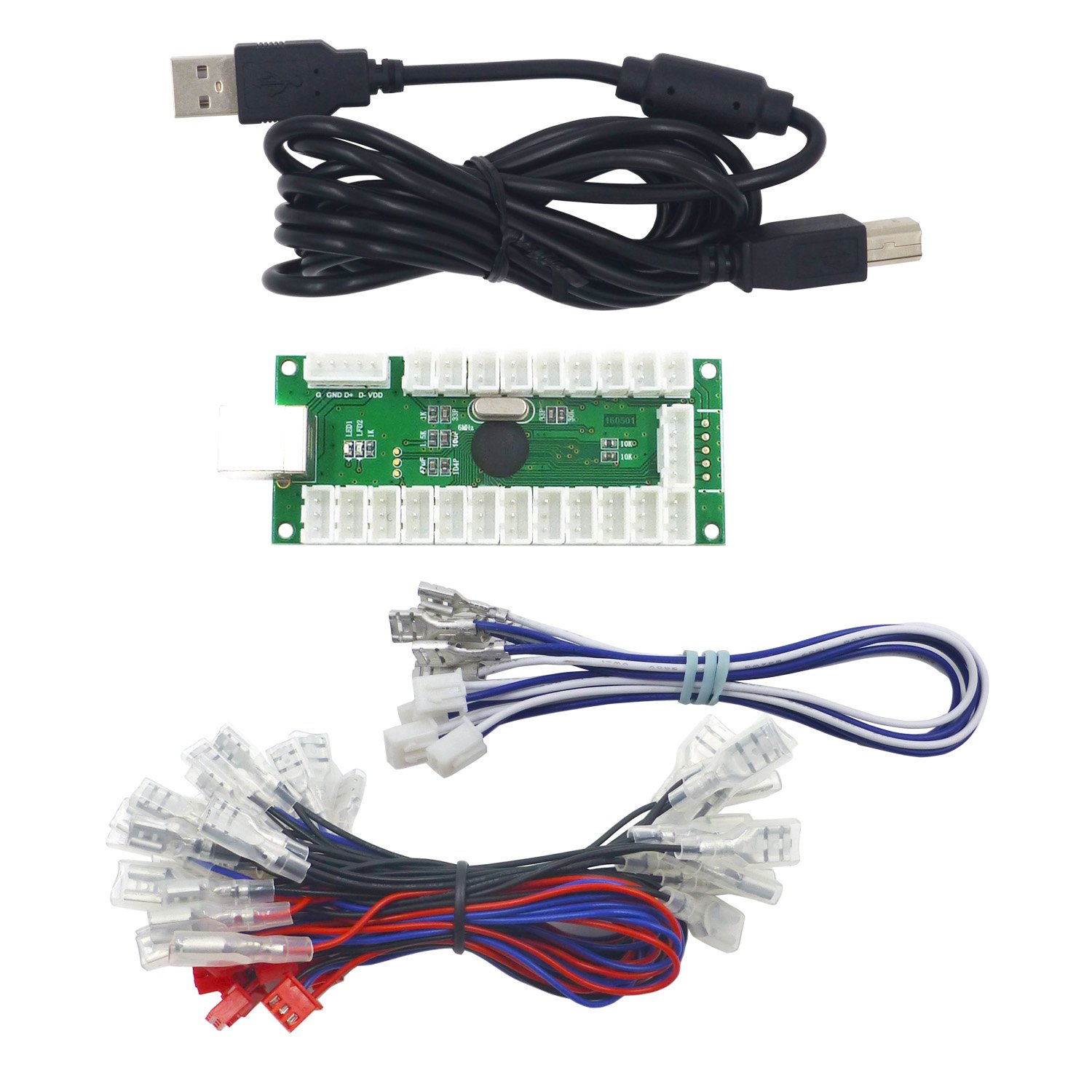 SJJX Zero Delay USB Encoder Arcade Joystick Kit with LED - DIY Game Controller for PC, Retropie, Raspberry Pi & MAME | Perfect for Home Arcade, Fighting Games & Retro Gaming Setups
