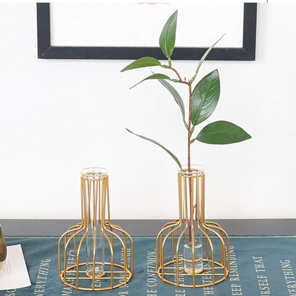 1pc Glass Tube Planter Bulb - Mini Desktop Terrarium Vase for Succulents, Air Plants & Flowers | Elegant Iron Base Home & Office Decor, Perfect Dining Table Centerpiece, Birthday Gift Idea