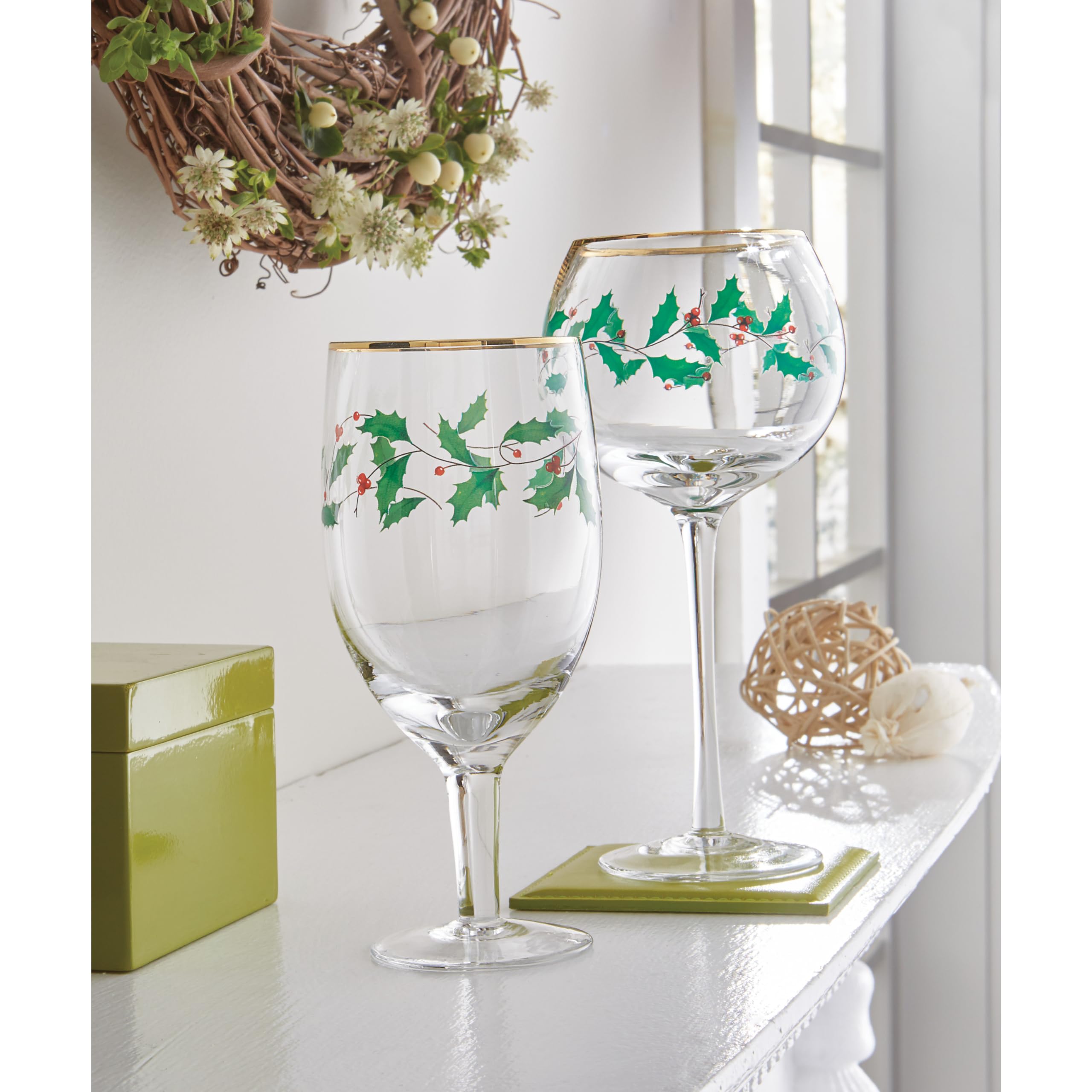 Lenox 849606 Holiday 4-Piece Iced Beverage Glass Set - Christmas Dinnerware for Hosting & Entertaining - Perfect for Holiday Parties, Festive Gatherings & Seasonal Celebrations