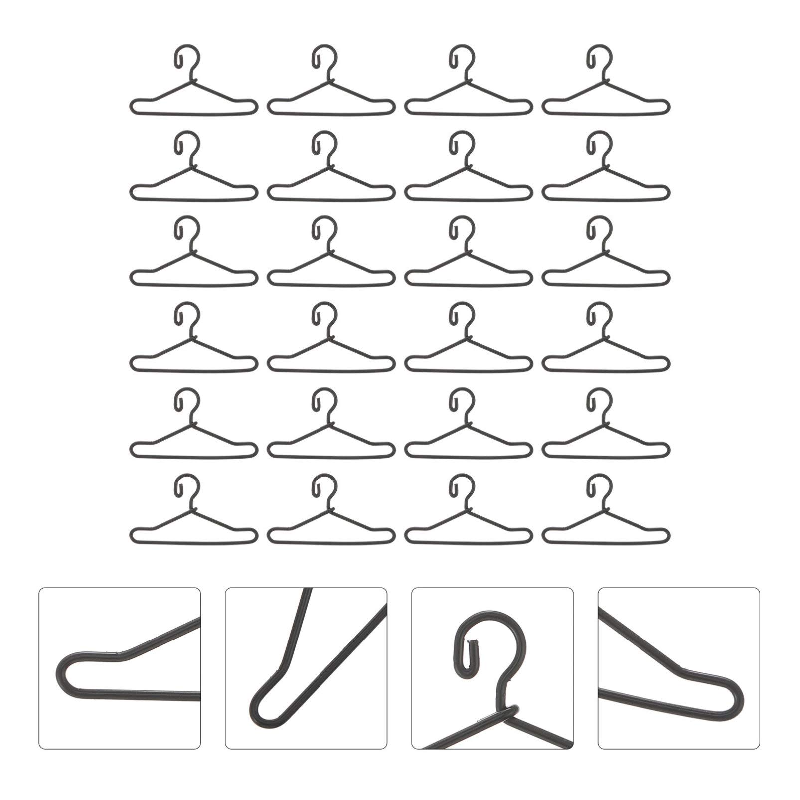 EXCEART 50pcs Mini Doll Clothes Hangers - 40mm Black Wire Hangers for Dollhouse & Kids Wardrobe | Perfect for Barbie Clothes, American Girl Doll Outfits & DIY Miniature Fashion Display