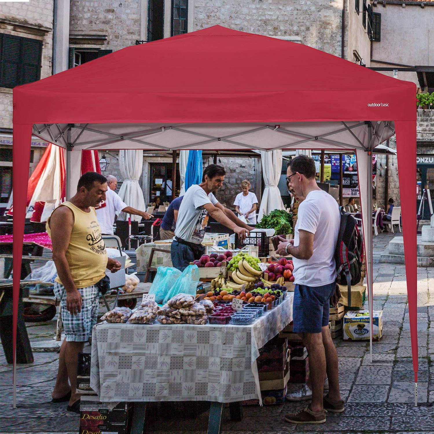 10x10 Outdoor Pop Up Canopy Tent - Commercial Instant Gazebo with 4 Removable Sidewalls - Waterproof & UV Protection - Perfect for Weddings, Parties, Camping & Backyard Events (Red)