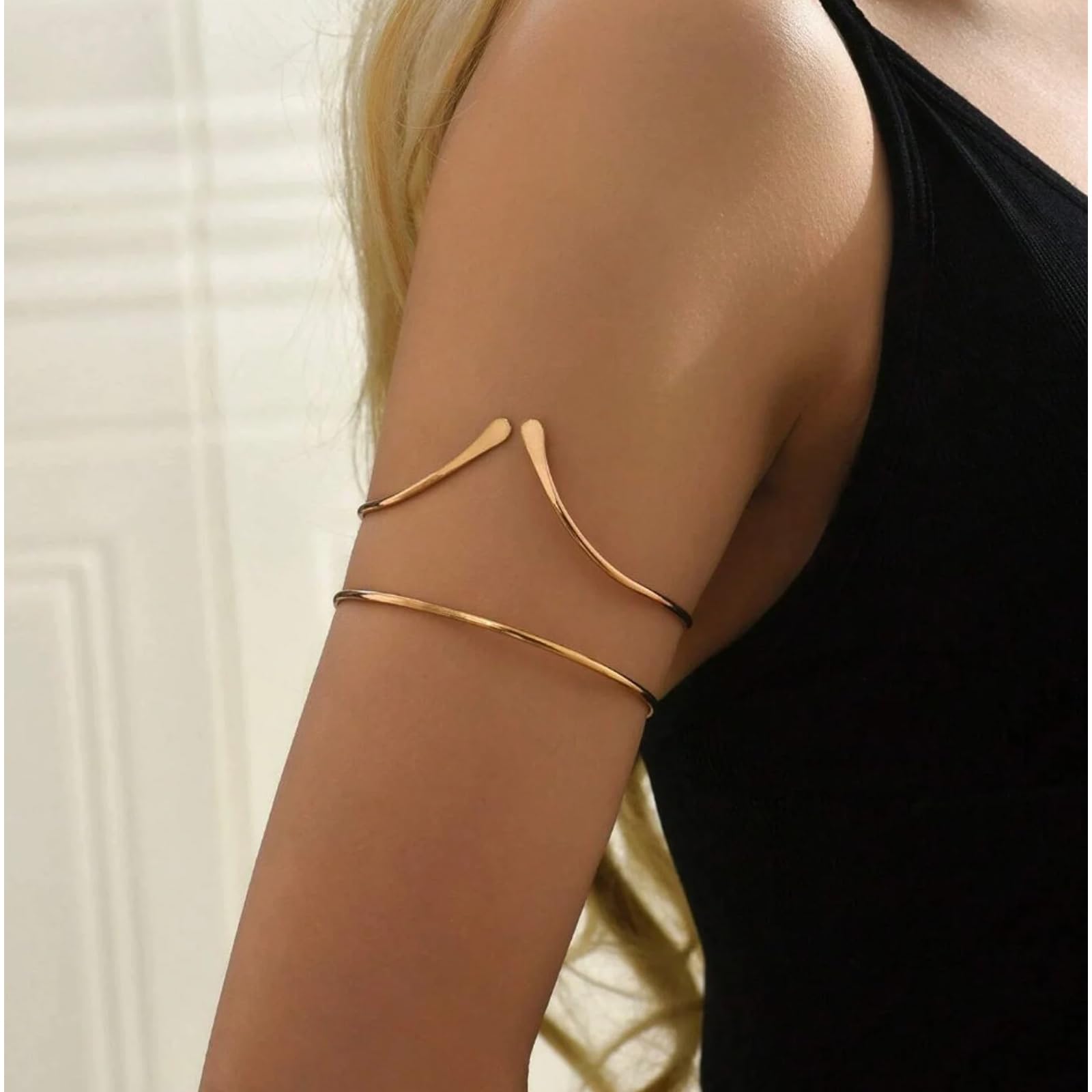 Gold Arm Cuff Bracelet for Women - Chunky Bangle Armband Jewelry - Perfect for Summer Dresses & Outfits | Elegant Accessory for Parties, Weddings & Special Occasions