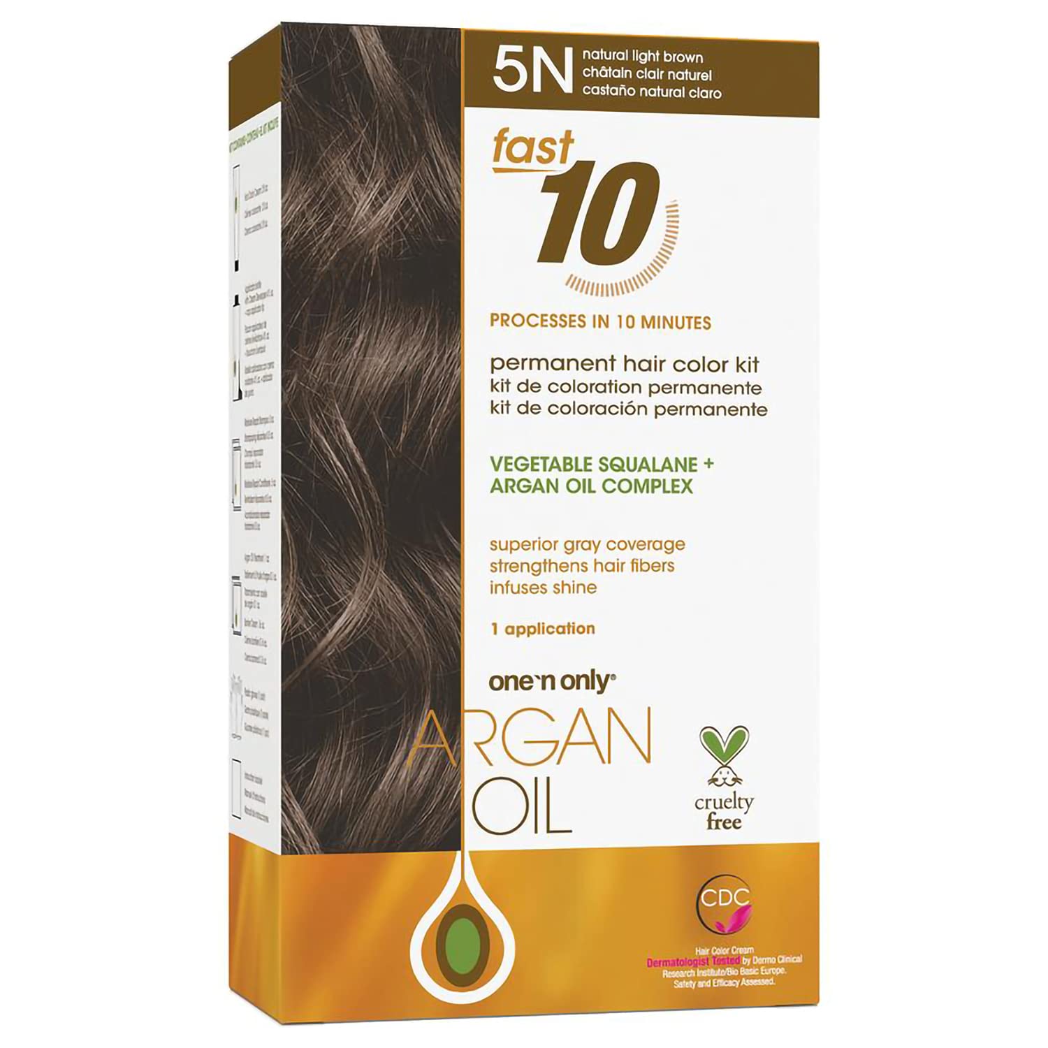 Argan Oil Fast 10 Permanent Hair Color Kit - 5N Light Brown | Salon-Quality At Home
