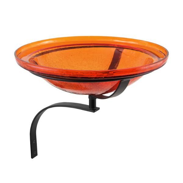 Handmade Mandarin Crackle Glass Birdbath Bowl - Outdoor Garden Decoration for Birds & Wildlife - Perfect for Patio, Yard & Backyard Bird Watching